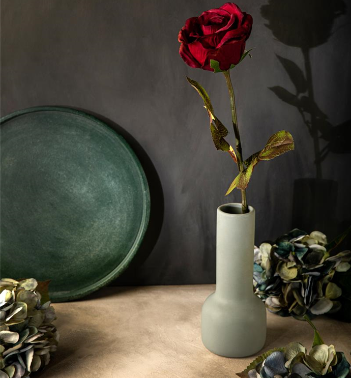 Dekoration - Rose Kunstpflanze in Vase